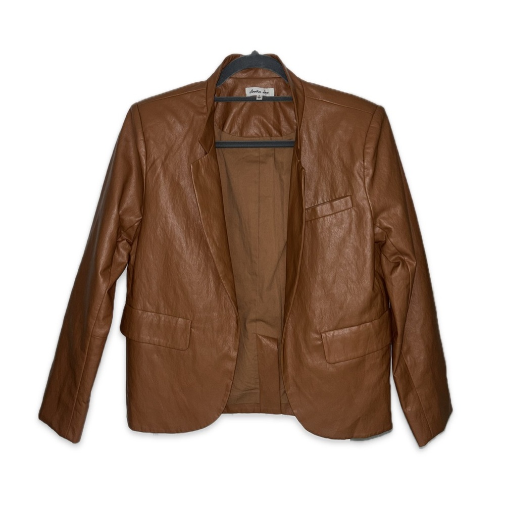 NWOT Another Love Trinity Jacket in Saddle Brown - Faux Leather Blazer | Size S